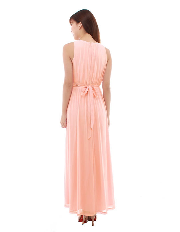 Paris Maxi Dress in Pastel Peach